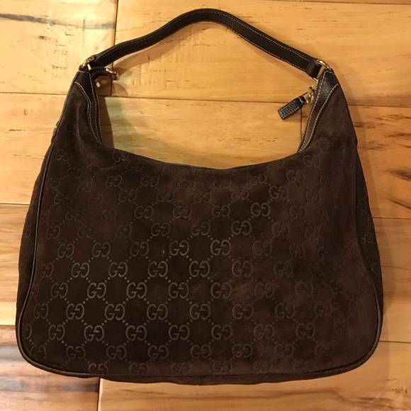 gucci brown suede tote